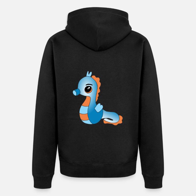 Knuffiges Seepferdchen - Unisex Premium Bio Zip Hoodie - Schwarz