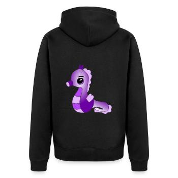 Knuffiges Seepferdchen - Unisex Premium Bio Zip Hoodie - Schwarz - Hinten - Nico (187cm)