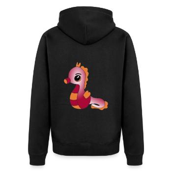 Knuffiges Seepferdchen - Unisex Premium Bio Zip Hoodie - Schwarz - Hinten - Nico (187cm)