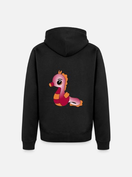 Knuffiges Seepferdchen - Unisex Premium Bio Zip Hoodie - Schwarz