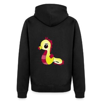 Knuffiges Seepferdchen - Unisex Premium Bio Zip Hoodie - Schwarz - Hinten - Nico (187cm)