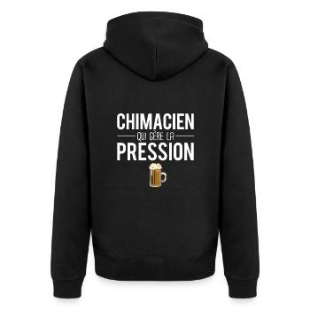 Chimacien qui gère la pression habitant chimay - Veste à capuche bio Premium Unisexe - noir - Dos - Nico (187cm)