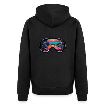 Skibrille Berge Ski Bunt - Unisex Premium Bio Zip Hoodie - Schwarz - Hinten - Nico (187cm)