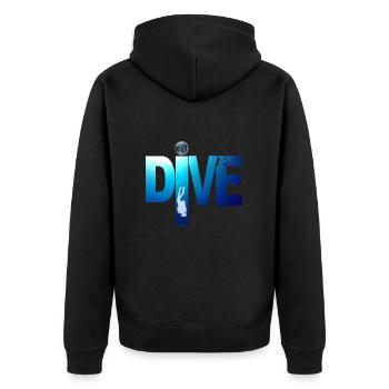 Organic scuba diving Ocean bottom: DIVE - Unisex Premium Organic Zip Hoodie - black - Back - Nico (187cm)