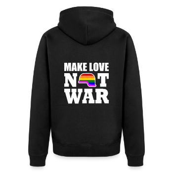 Make love not war - Unisex Premium Bio Zip Hoodie - Schwarz - Hinten - Nico (187cm)
