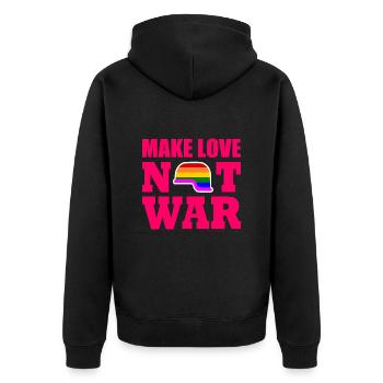 Make love not war - Unisex Premium Organic Zip Hoodie - black - Back - Nico (187cm)