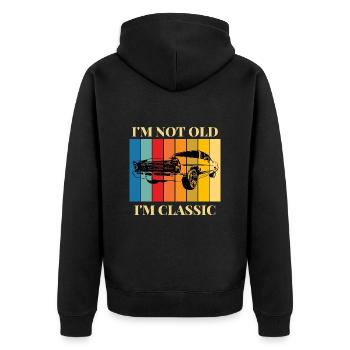 Ich bin nicht alt, ich bin ein Klassiker-Auto - Unisex Premium Bio Zip Hoodie - Schwarz - Hinten - Nico (187cm)