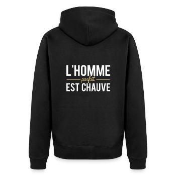 L'Homme Parfait Est Chauve Pas Besoin De Cheveux - Veste à capuche bio Premium Unisexe - noir - Dos - Nico (187cm)