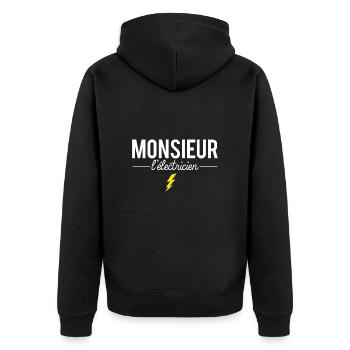 Monsieur l'électricien cadeau électricien humour - Veste à capuche bio Premium Unisexe - noir - Dos - Nico (187cm)