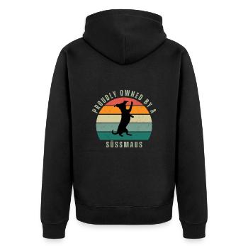 Proudly Owned by a Süssmaus Retro Sunset - Unisex Premium Bio Zip Hoodie - Schwarz - Hinten - Nico (187cm)