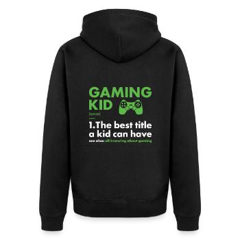 Gamer Kid Definition Gaming - Unisex Premium Organic Zip Hoodie - black - Back - Nico (187cm)