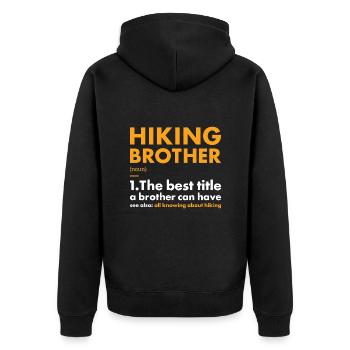 Hiker Brother Definition Hiking - Unisex Premium Bio Zip Hoodie - Schwarz - Hinten - Nico (187cm)