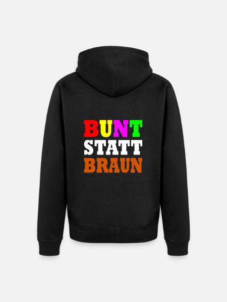 bunt statt braun - Unisex Premium Bio Zip Hoodie - Schwarz
