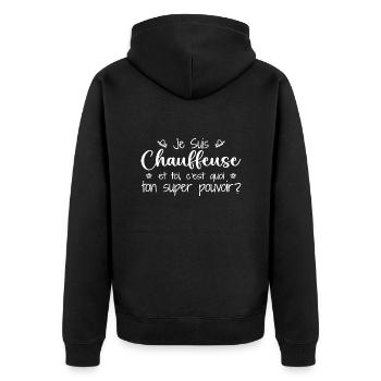 Ich bin Fahrer. Was ist deine Superkraft? - Unisex Premium Bio Zip Hoodie - Schwarz - Hinten - Nico (187cm)