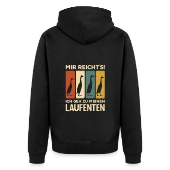 J’en ai assez, je vais à mes canards qui courent - Veste à capuche bio Premium Unisexe - noir - Dos - Nico (187cm)