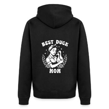 Duck Mother Duck Breeding Runner Duck Duck - Unisex Premium Organic Zip Hoodie - black - Back - Nico (187cm)