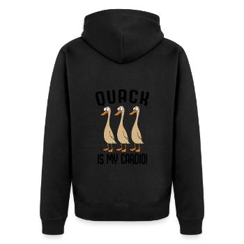 Running Duck Duck Running Duck Quack est mon cardio - Veste à capuche bio Premium Unisexe - noir - Dos - Nico (187cm)
