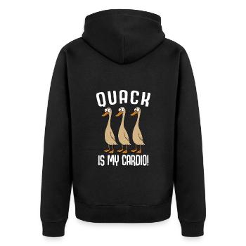 Drôle de canard canard coin-coin est mon cardio - Veste à capuche bio Premium Unisexe - noir - Dos - Nico (187cm)