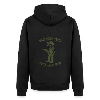 Gans - Cowboy - You just Yeed your last Haw - Unisex Premium Organic Zip Hoodie - black - Back - Nico (187cm)