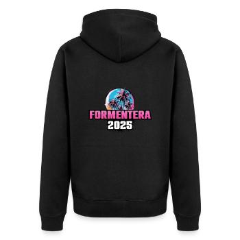 Formentera 2025 Palmen - Unisex Premium Bio Zip Hoodie - Schwarz - Hinten - Nico (187cm)