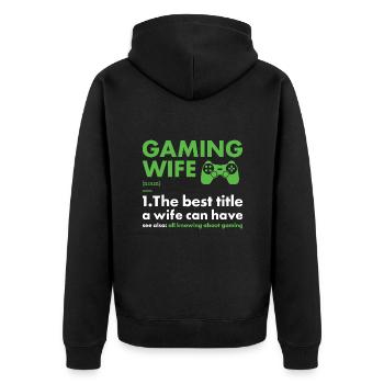 Gamer Wife Definition Gaming - Unisex Premium Organic Zip Hoodie - black - Back - Nico (187cm)