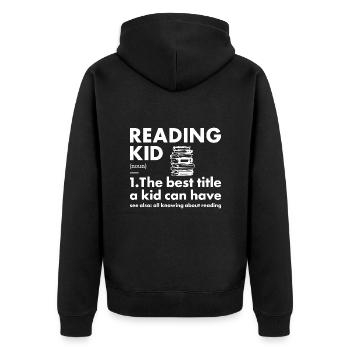 Reader Kid Definition Reading - Unisex Premium Organic Zip Hoodie - black - Back - Nico (187cm)