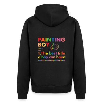 Painter Boy Definition Painting - Unisex Premium Organic Zip Hoodie - black - Back - Nico (187cm)