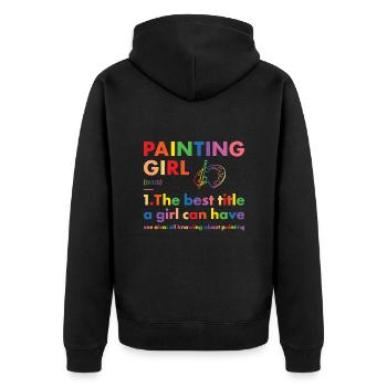Painter Girl Definition Painting - Unisex Premium Bio Zip Hoodie - Schwarz - Hinten - Nico (187cm)