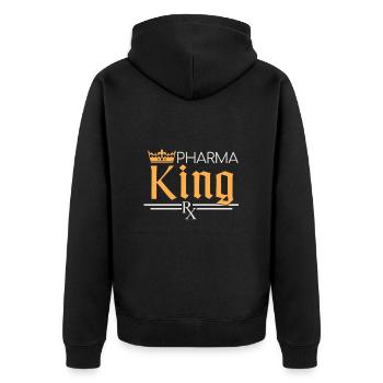 Pharmacy | Pharma King - Unisex Premium Organic Zip Hoodie - black - Back - Nico (187cm)