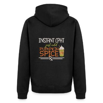 Instant CPHT | Apotheke - Unisex Premium Bio Zip Hoodie - Schwarz - Hinten - Nico (187cm)