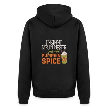 Instant Scrum Master add Pumpkin Spice - Unisex Premium Bio Zip Hoodie - Schwarz - Hinten - Nico (187cm)