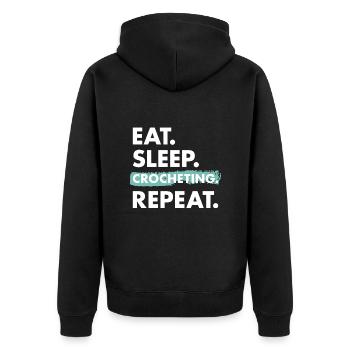 Crocheteur Eat Sleep Crochet - Veste à capuche bio Premium Unisexe - noir - Dos - Nico (187cm)