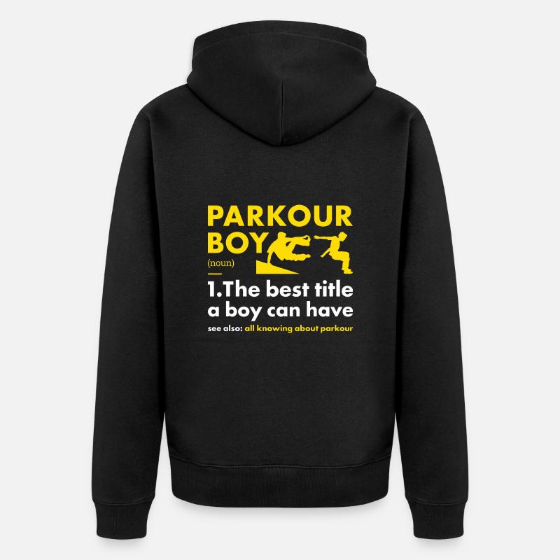 Traceur Boy Définition Parkour - Veste à capuche bio Premium Unisexe - noir
