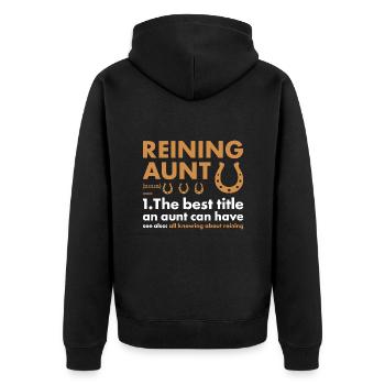 Reiner Aunt Definition Reining - Unisex Premium Organic Zip Hoodie - black - Back - Nico (187cm)