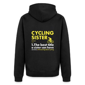 Sport Sister Cycling - Unisex Premium Bio Zip Hoodie - Schwarz - Hinten - Nico (187cm)
