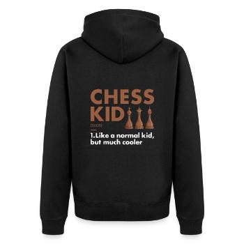 Chess Player Kid Definition Chess - Unisex Premium Bio Zip Hoodie - Schwarz - Hinten - Nico (187cm)