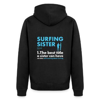 Sport Sister Surfing - Unisex Premium Organic Zip Hoodie - black - Back - Nico (187cm)