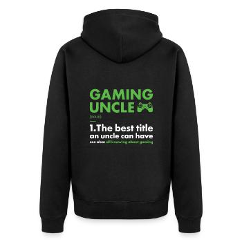 Gamer Uncle Definition Gaming - Unisex Premium Bio Zip Hoodie - Schwarz - Hinten - Nico (187cm)