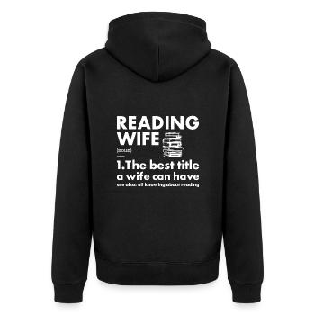 Reader Wife Definition Reading - Unisex Premium Organic Zip Hoodie - black - Back - Nico (187cm)