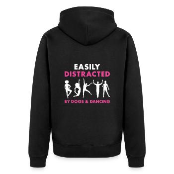Dancer Easily Distracted By Dogs And Dancing - Unisex Premium Bio Zip Hoodie - Schwarz - Hinten - Nico (187cm)