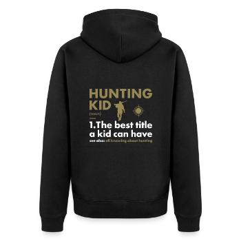Hunter Kid Definition Hunting - Unisex Premium Organic Zip Hoodie - black - Back - Nico (187cm)