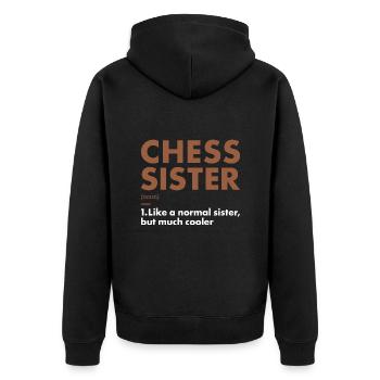 Chess Player Sister Definition Chess - Unisex Premium Bio Zip Hoodie - Schwarz - Hinten - Nico (187cm)