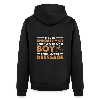Rider Never Underestimate The Power Of A Boy - Unisex Premium Organic Zip Hoodie - black - Back - Nico (187cm)