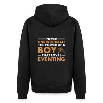 Rider Never Underestimate The Power Of A Boy - Unisex Premium Organic Zip Hoodie - black - Back - Nico (187cm)