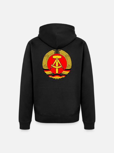 East Germany Crest Flag Wreath GDR DDR Emblem - Uniseks Premium bio ziphoodie - zwart