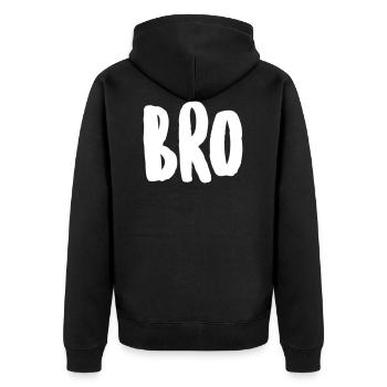 bro - Unisex Premium Organic Zip Hoodie - black - Back - Nico (187cm)