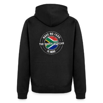 Have No Fear The South African Is Here Shirt - Unisex Premium Organic Zip Hoodie - black - Back - Nico (187cm)