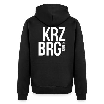 KREUZBERG BERLIN - Unisex Premium Bio Zip Hoodie - Schwarz - Hinten - Nico (187cm)