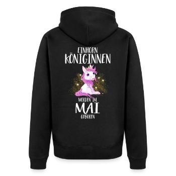 EINHORN KÖNIGINNEN WERDEN IM MAI GEBOREN - Unisex Premium Bio Zip Hoodie - Schwarz - Hinten - Nico (187cm)