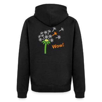 Pusteblume Wow! - Unisex Premium Bio Zip Hoodie - Schwarz - Hinten - Nico (187cm)